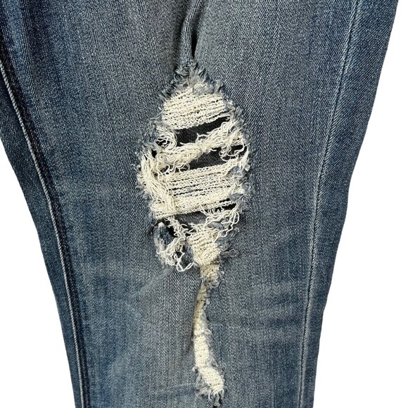 Express Distressed Mid Rise Jeans Womens 10R Stamped Floral - Picture 7 of 11